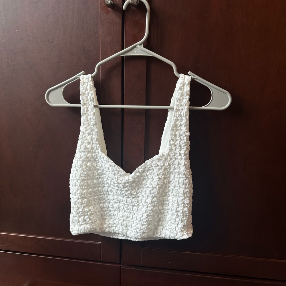 Zara White Textured Tank